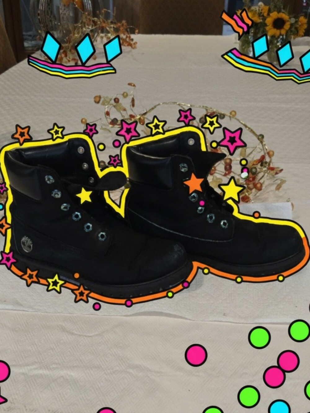 Timberland Women’s 6" Premium Waterproof Boots Black/ Iridescent SZ 8.5M AS IS